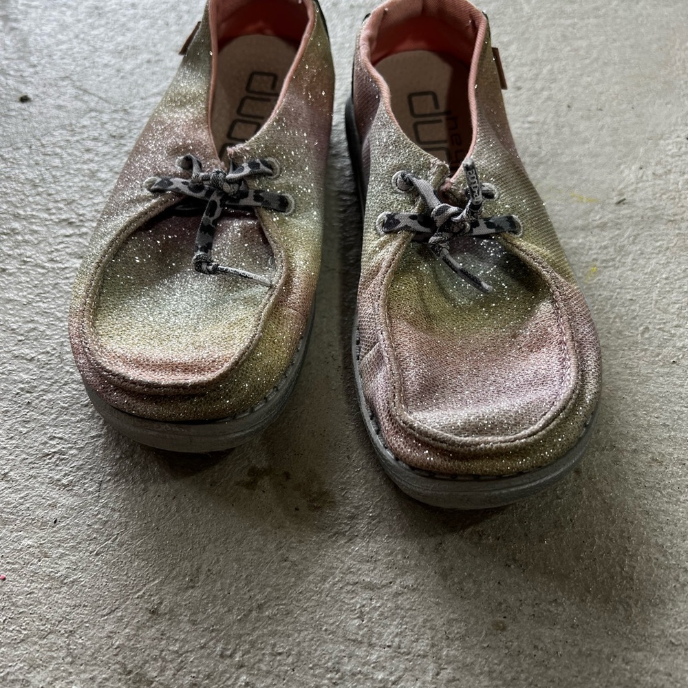 Hey Dude Kids Shoes in Glittery Pink and Green